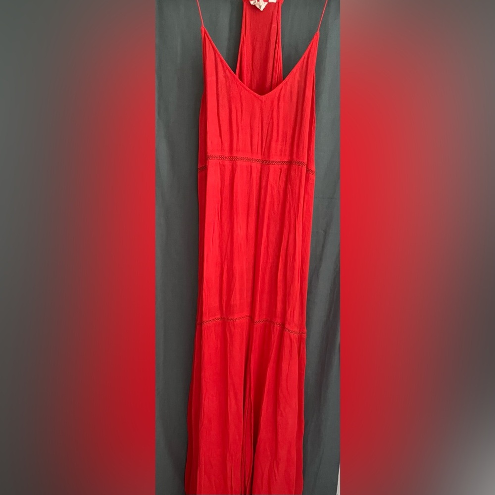 Boho coral/red maxi dress